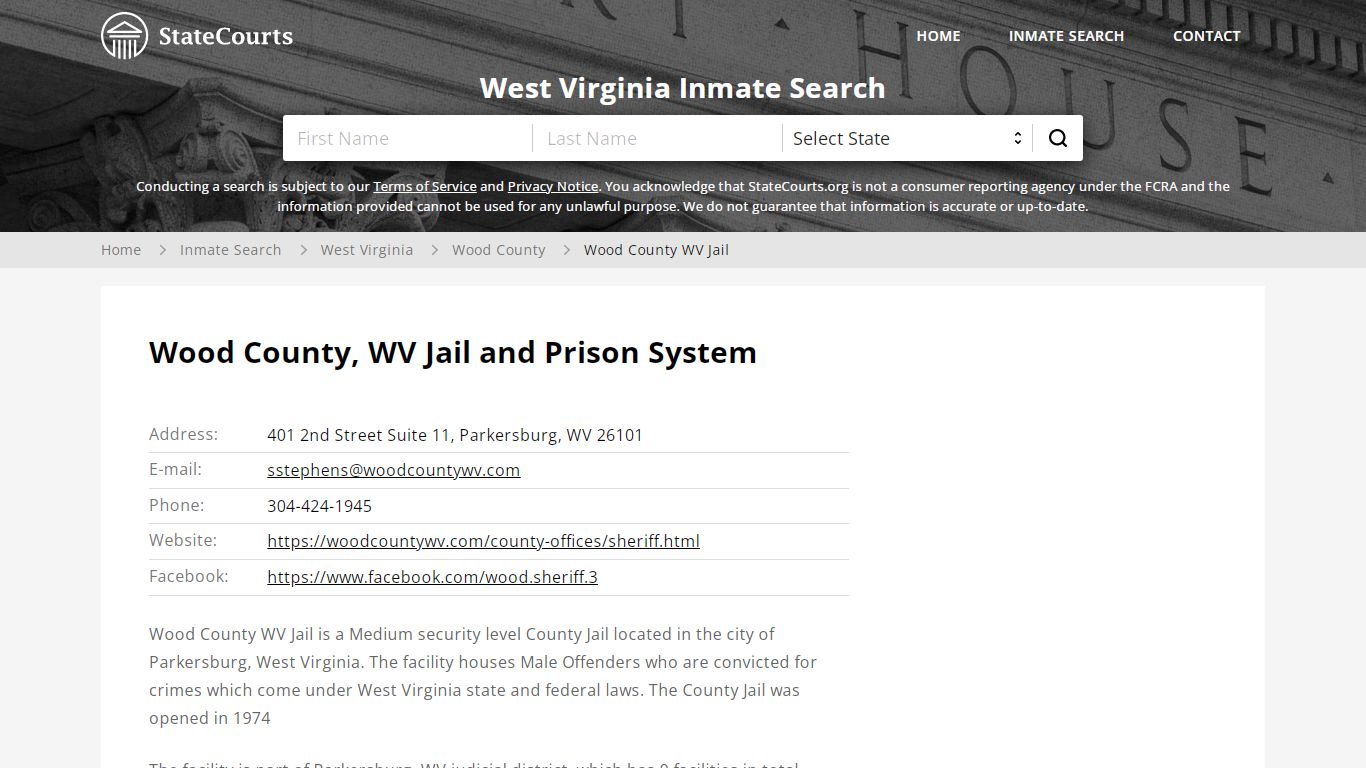 Wood County, WV Jail and Prison System - State Courts